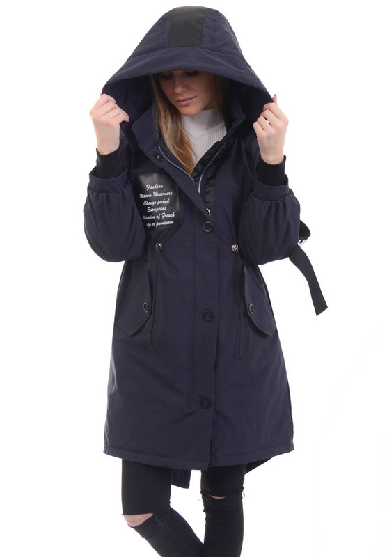 Kurtka Wiosenna Oversize Dejzi Granatowa