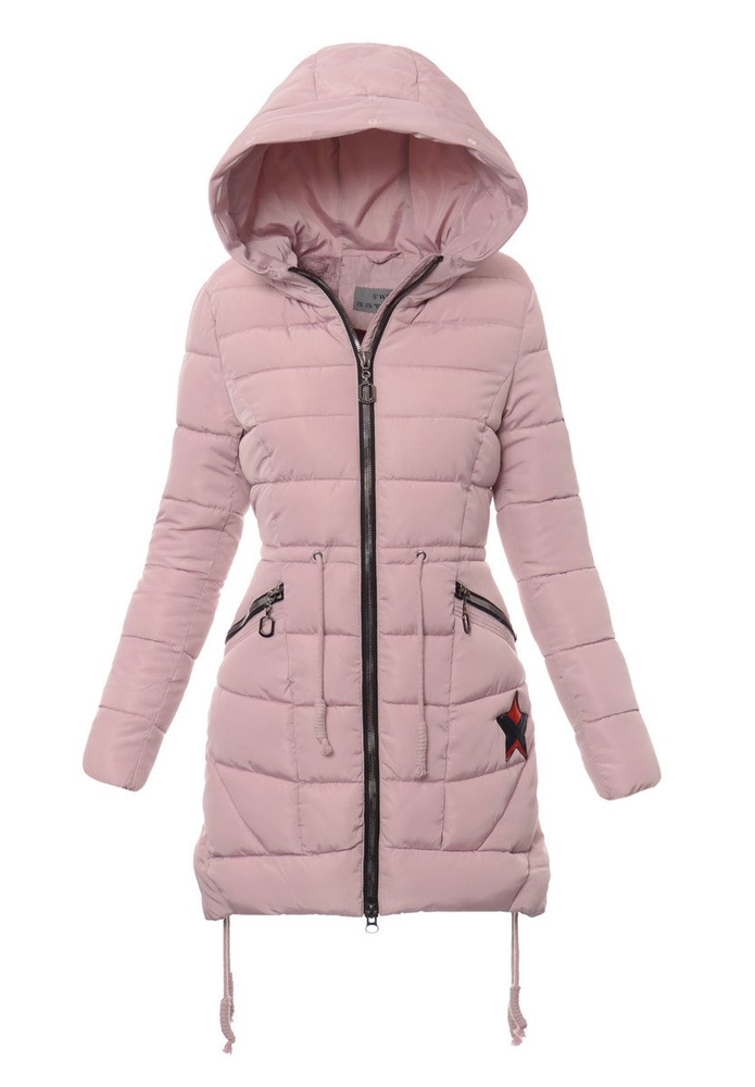 Damska Długa Zimowa Kurtka Ortalionowa Daga Różowa