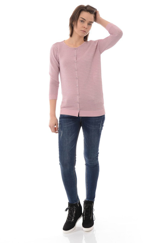Damska Bluzka Sweterek Zapinany Różowy