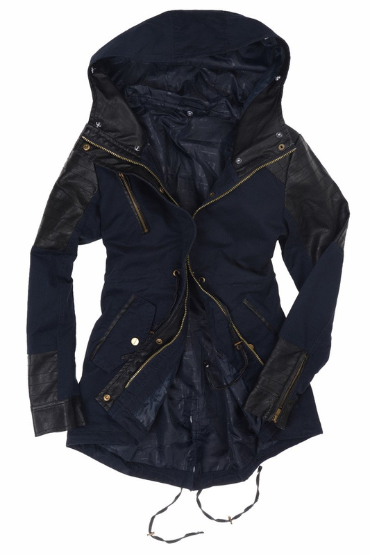 Damska Kurtka Parka 2w1 Jesienna Zimowa Granatowa (424)