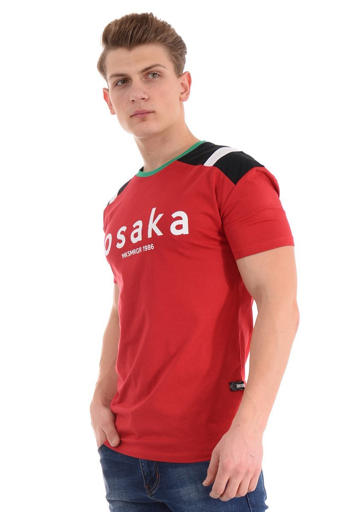 Męska Koszulka T-Shirt Nadruk Czerwona