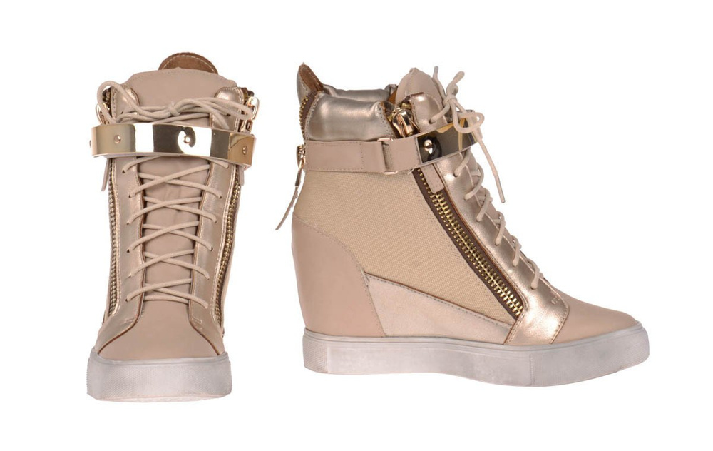 Damskie Botki Sneakersy Złote Ozdoby GOLD