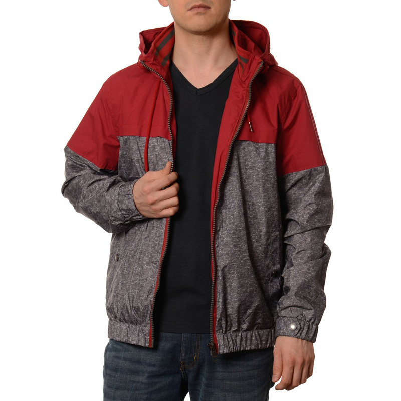 Męska Kurtka Wiosenna - Jesienna Wiatrówka Czerwono Szara