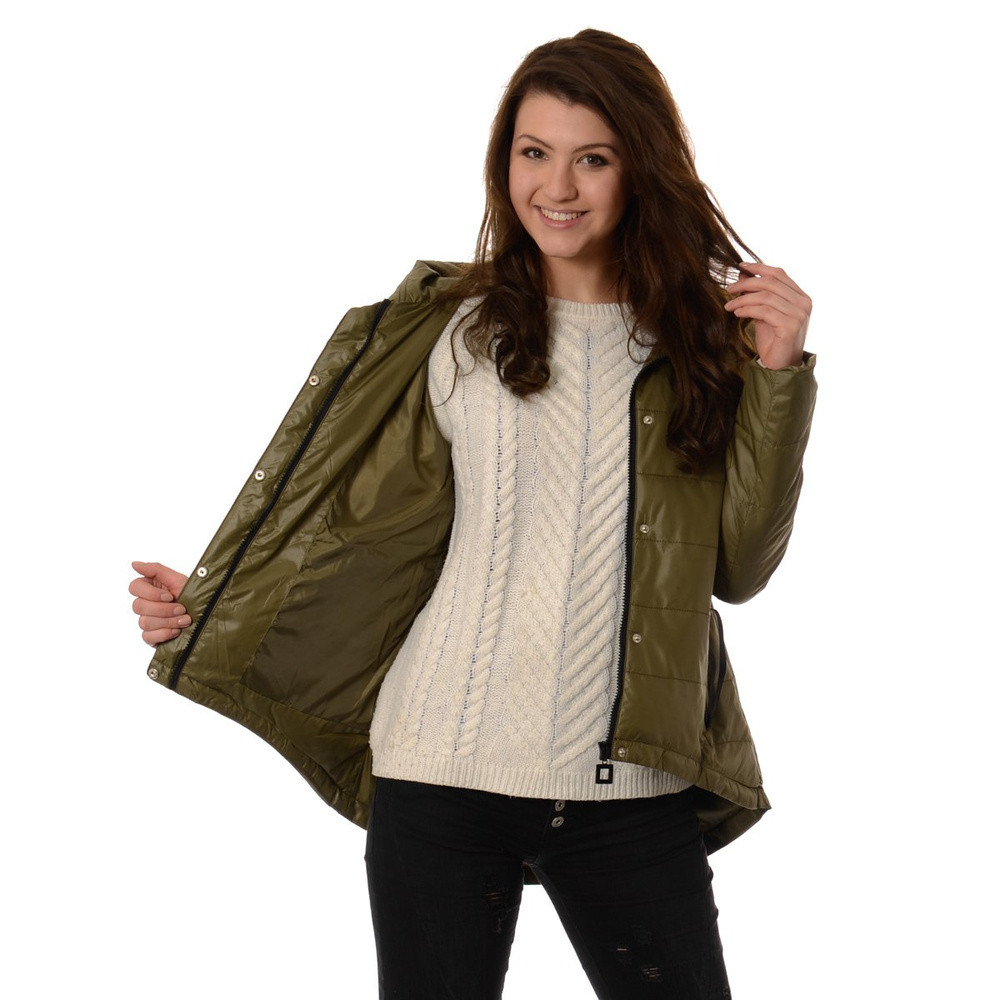 Damska Kurtka Wiosenno - Jesienna Asymetryczna Anna Khaki