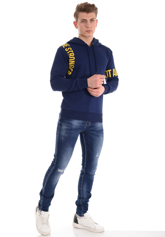 Męska Bluza Z Kapturem Granatowa