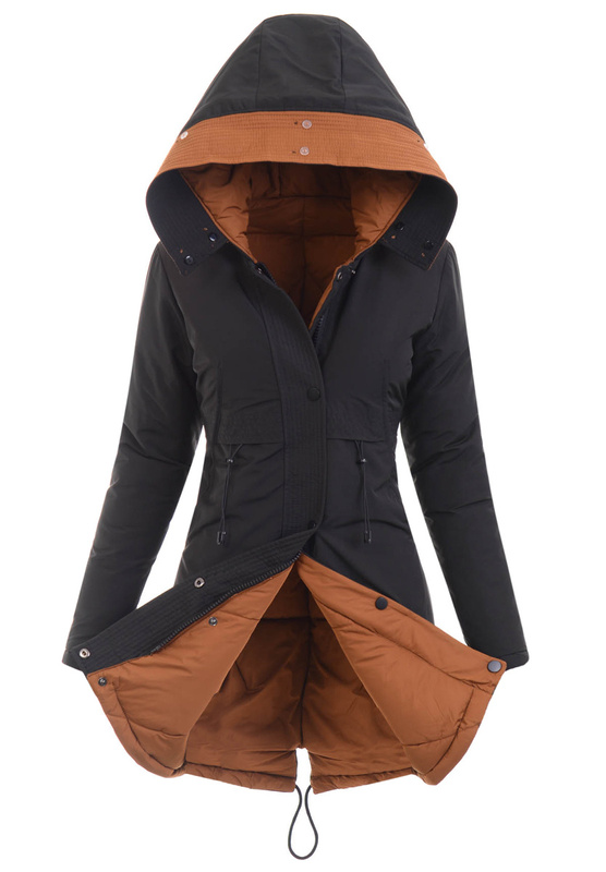 Damska Kurtka Zimowa Parka Dwustronna Eulalia Czarna