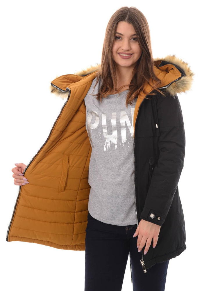 Damska Dwustronna Zimowa Kurtka Ortalionowa Molly Czarna