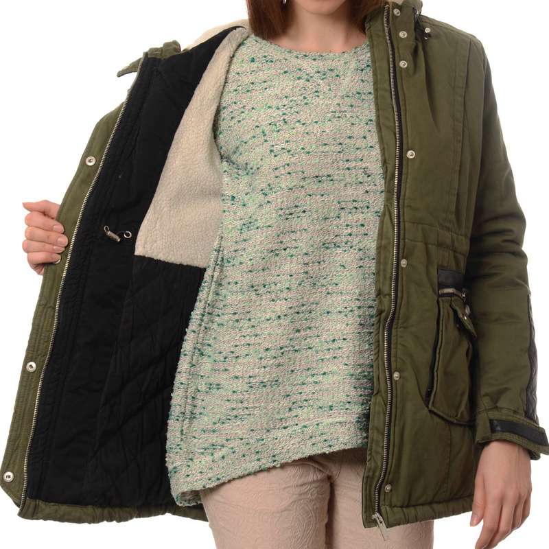 Damska Zimowa Parka Kurtka Wendy Ciemna Zieleń