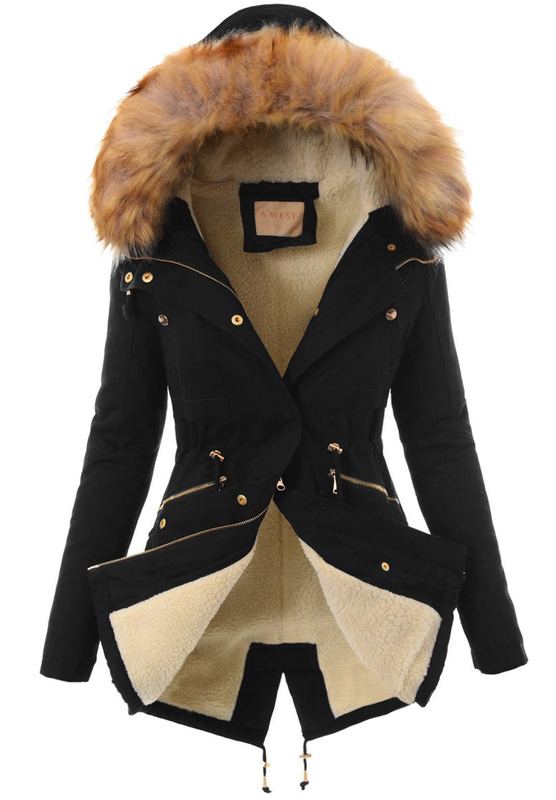 Piękna Damska Kurtka Parka =Czarna