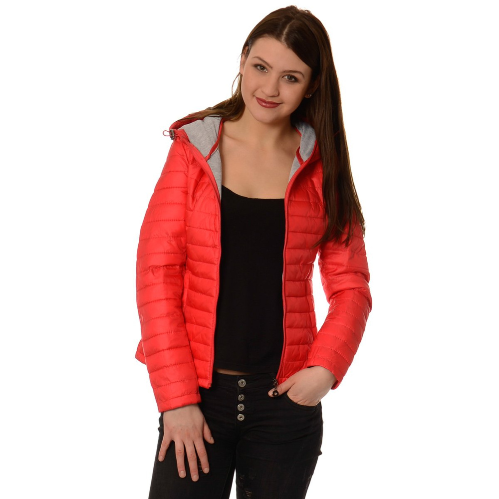 Damska Wiosenna - Jesienna Kurtka Ortalionowa Malinowa