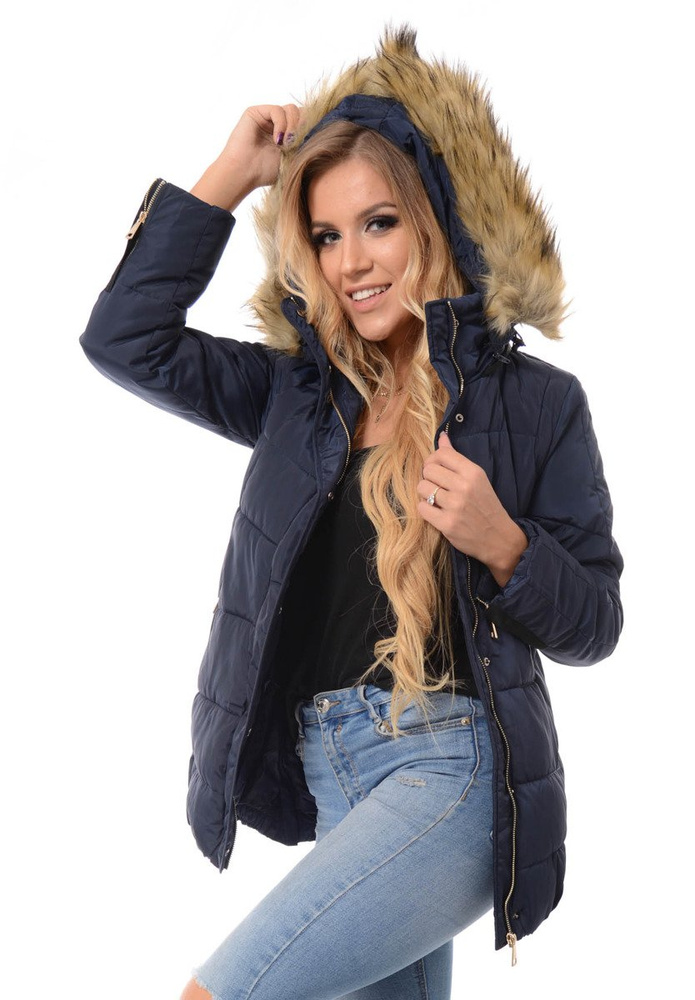 Damska Zimowa Kurtka Ortalionowa Renata Granatowa