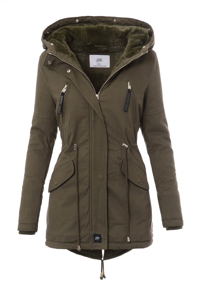 Kurtka Parka Aleksandra Zielona Z Zielonym Futrem