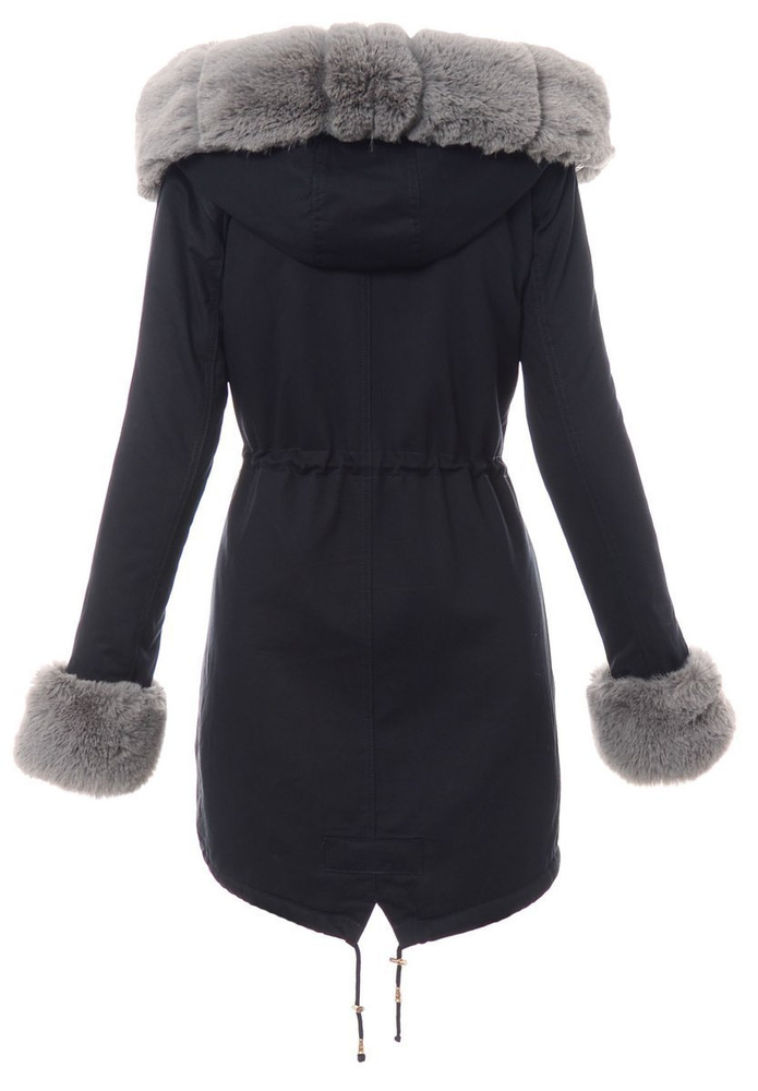 Kurtka Marika Granatowa z Szarym Futerkiem