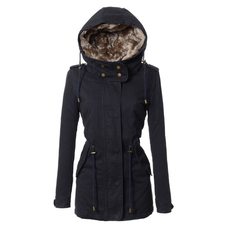 Damska Zimowa Parka Granatowa