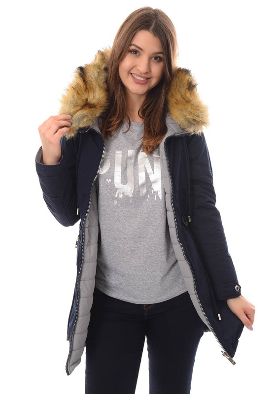 Damska Dwustronna Zimowa Kurtka Molly Granatowa