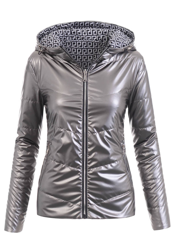 Damska Wiosenna Kurtka Dwustronna Iwona Grafitowa