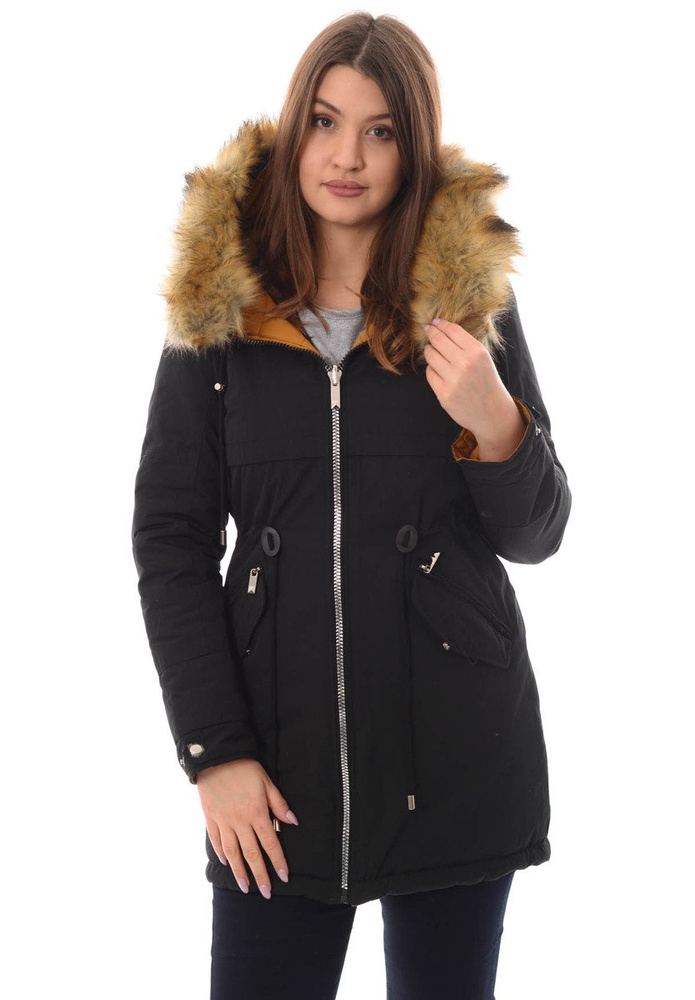 Damska Dwustronna Zimowa Kurtka Ortalionowa Molly Czarna
