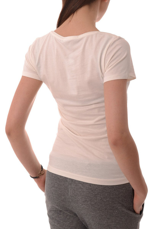 Bluzka Damska T-shirt Krotki Rekaw Ecru