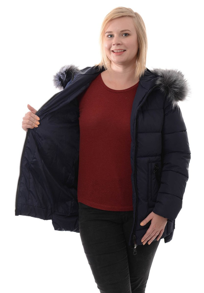 Damska Zimowa Ortalionowa Kurtka Granatowa