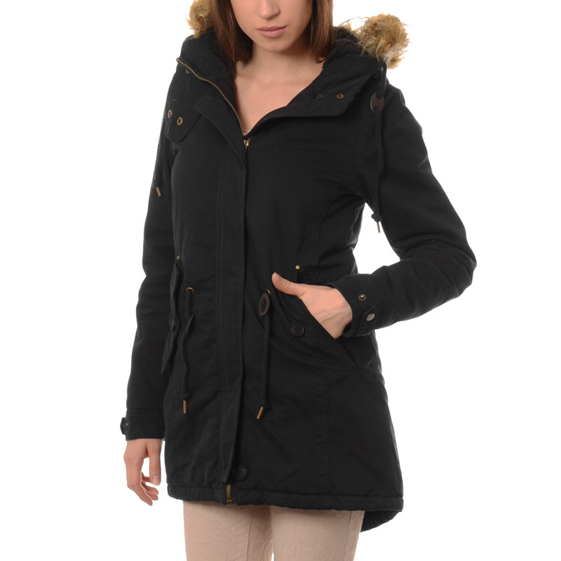 Kurtka Parka Zimowa Futro Czarna