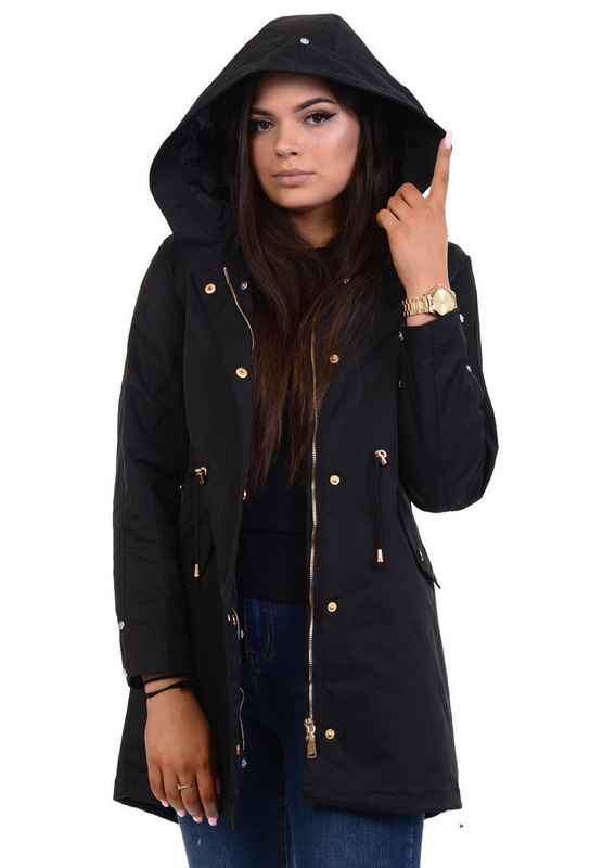 Parka Zimowa 2w1 Czarna Z Futerkiem Ecru