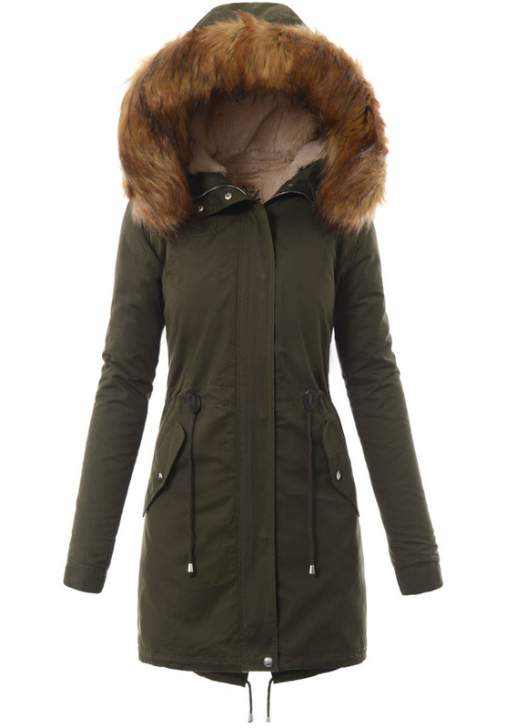 Damska Kurtka Parka Zimowa 2w1 Zielona