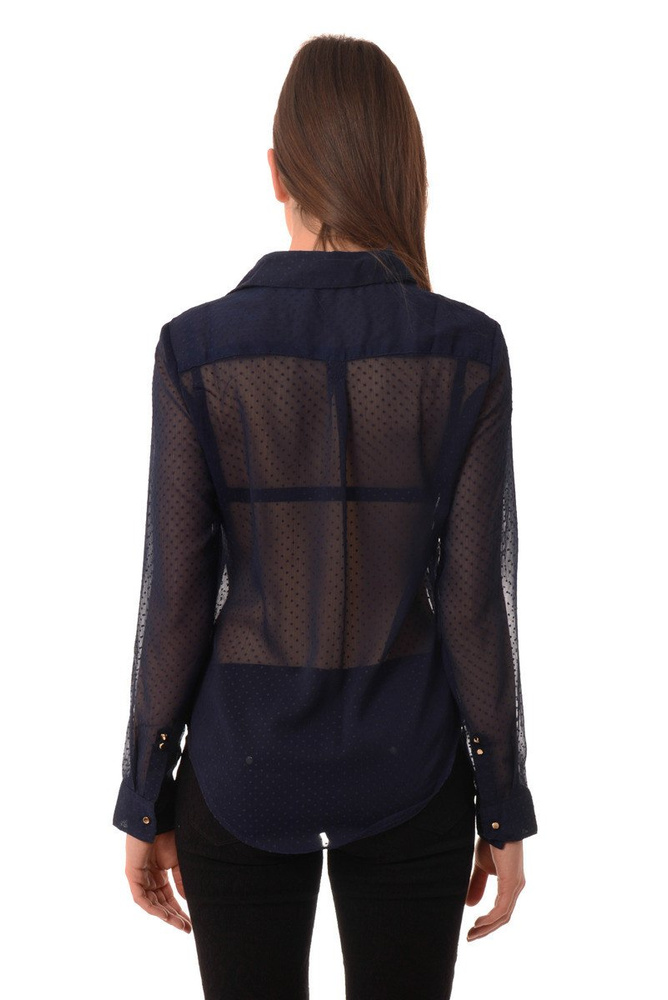 Koszula Damska Siateczka Groszki Granatowa