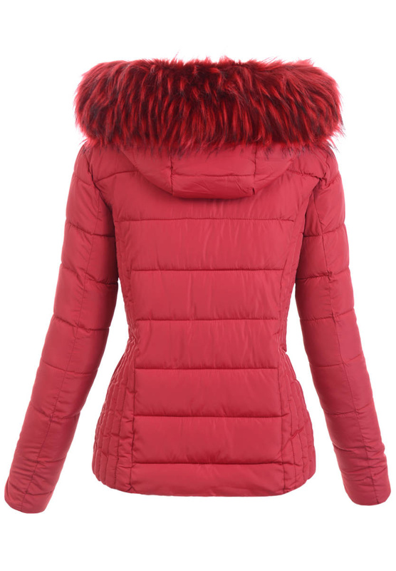 Damska Kurtka Zimowa Ortalionowa Bordowa