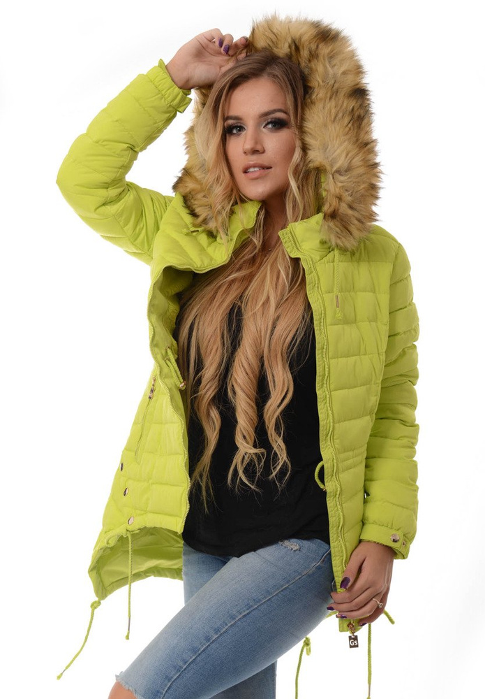 Damska Zimowa Kurtka Ortalionowa Kristin Limonkowa