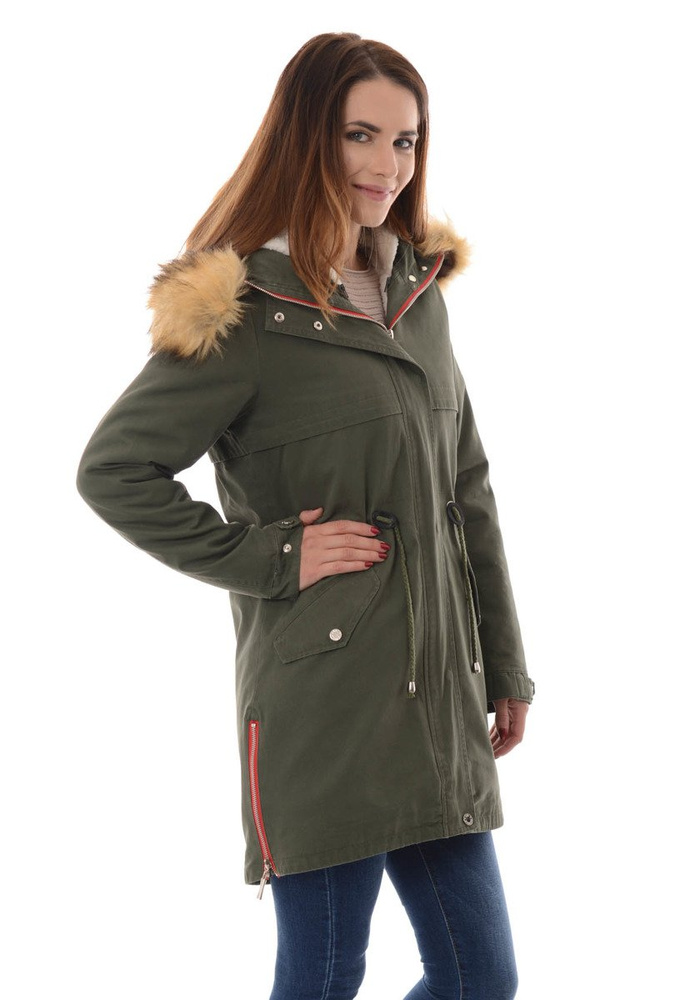 Damska Kurtka Parka Zimowa 2w1 Nataly Zielona