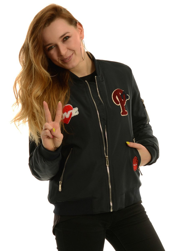 Damska Jesienna Kurtka Bomberka Kenza Granatowa