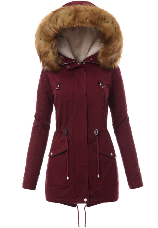 Damska Kurtka Parka Zimowa 2w1 Amira Bordowa