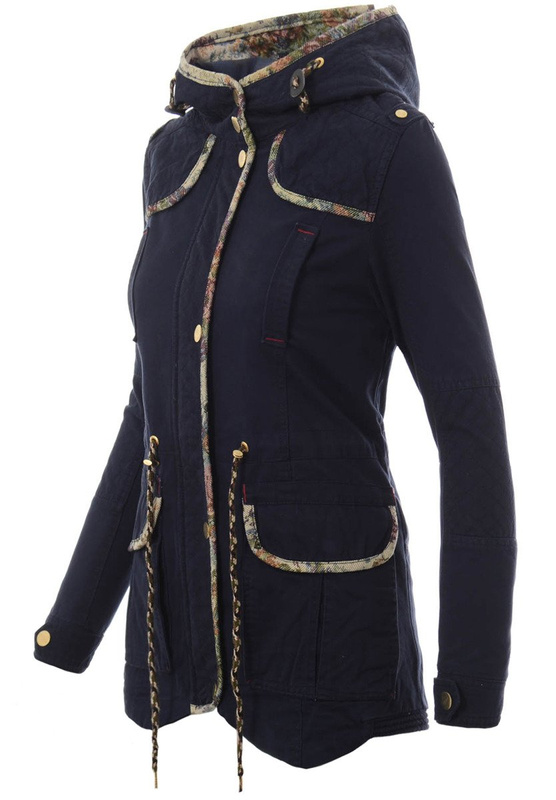 Damska Kurtka Parka Wiosenna Granatowa