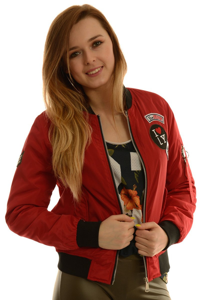 Damska Jesienna Kurtka Bomberka Elif Czerwona