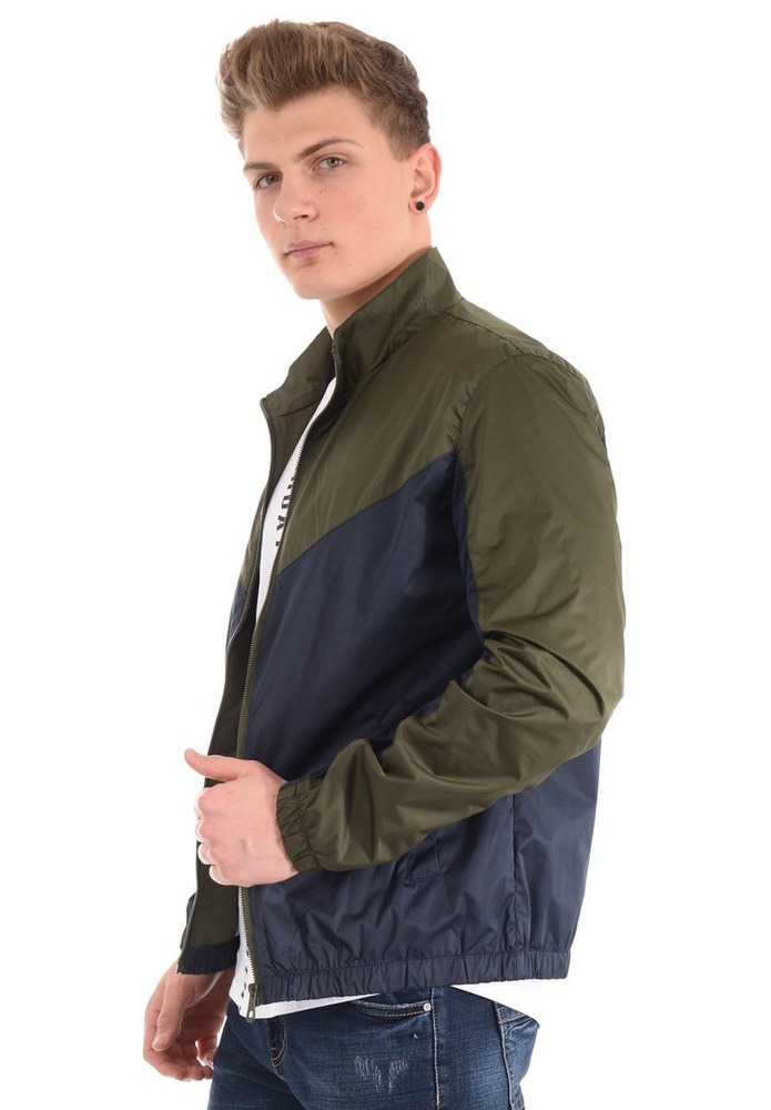 Męska Kurtka Wiosenna - Jesienna Wiatrówka Zielono- Granatowa