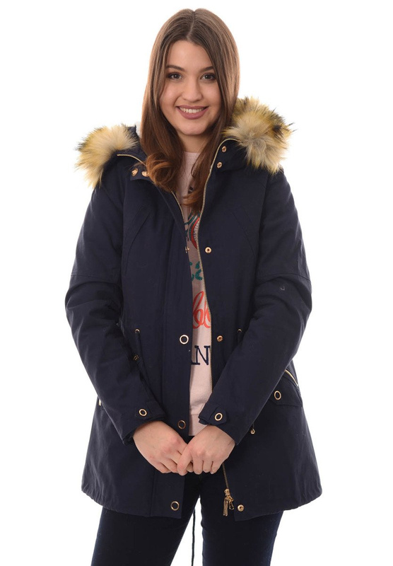 Damska Kurtka Parka Zimowa 2w1 Granatowa