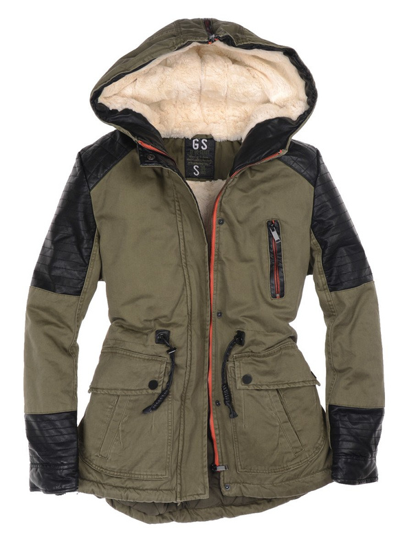 Zimowa Parka Kurtka Oliwkowa Zieleń