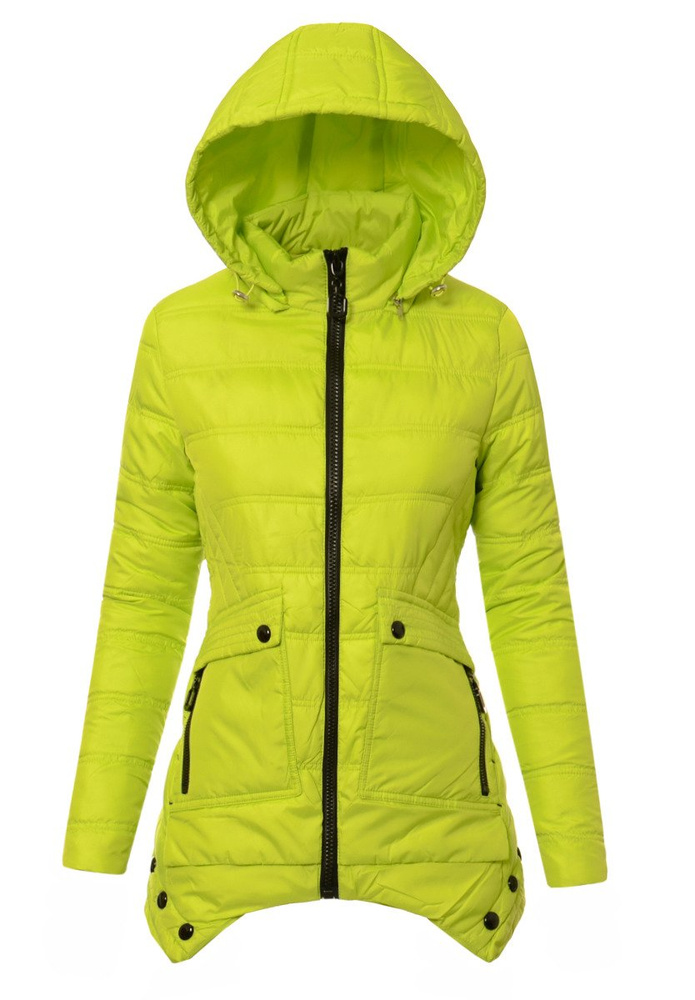Damska Jesienna Wiosenna Kurtka Limonkowa