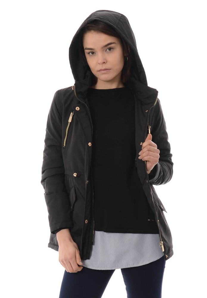 Damska Kurtka Parka Ortalionowa Wiosenna Ania Czarna