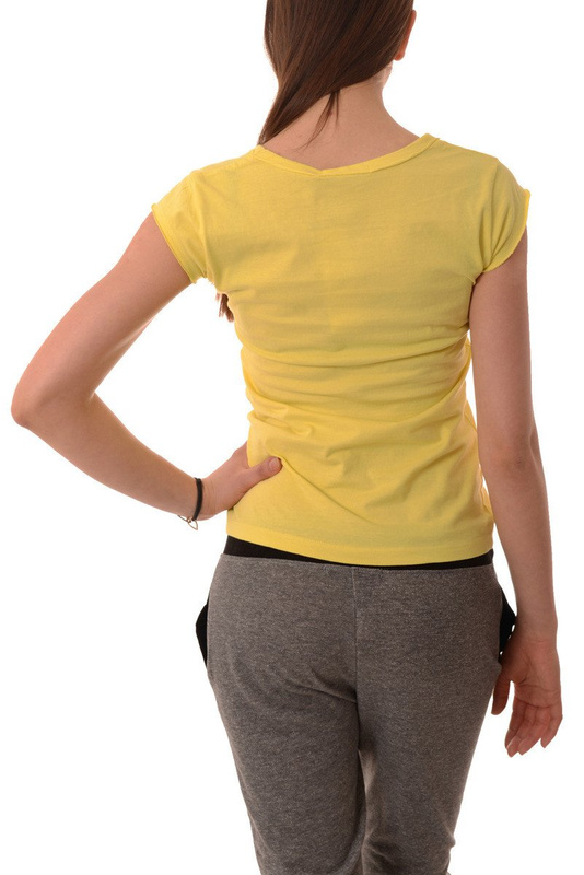 Damska Bluzka Koszulka Krótki Rękaw Żółta