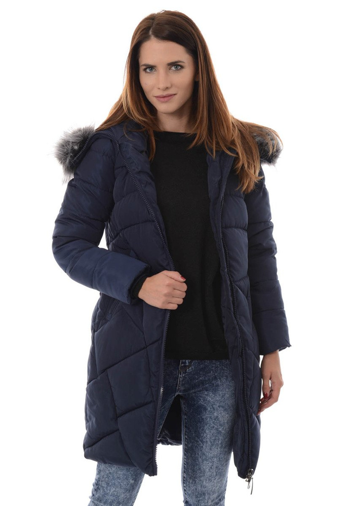 Damska Zimowa Kurtka Ortalionowa Florencja Granatowa