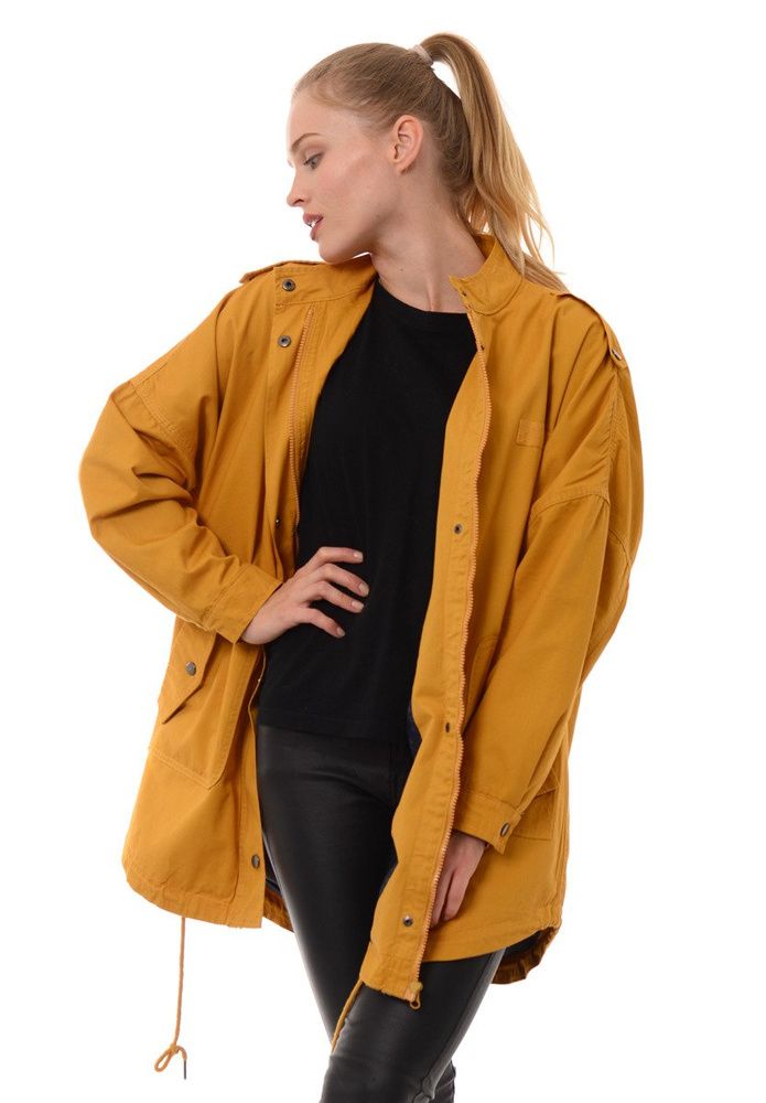 Damska Kurtka Parka Wiosenna Oversize Camel