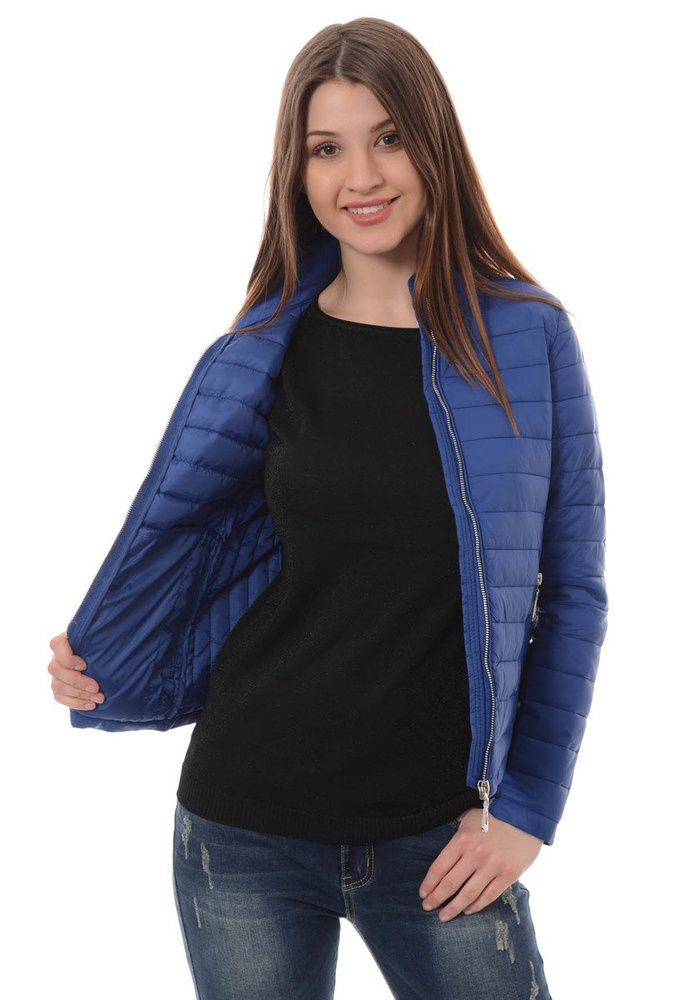 Damska Wiosenna Kurtka Niebieska