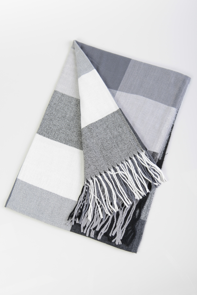 Szal Damski Szaro-Biały W Kratę