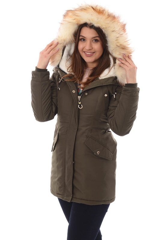 Damska Zimowa Kurtka Ortalionowa Zielona