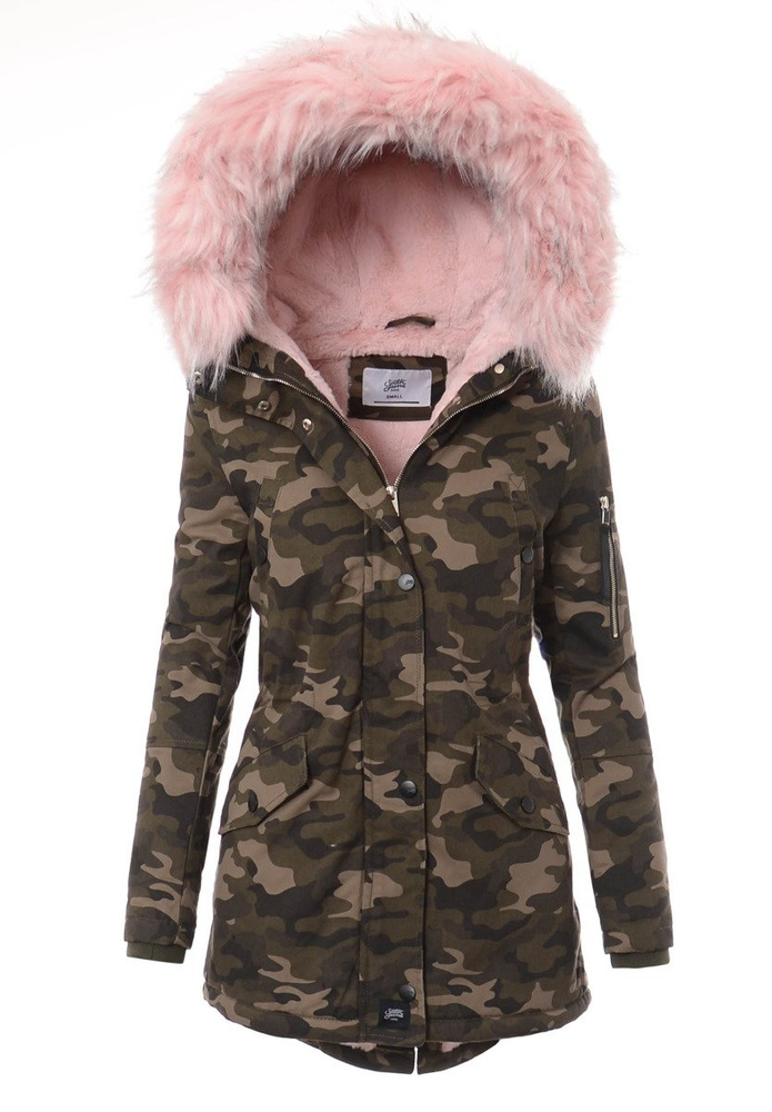 Kurtka Parka Jula Moro Z Różowym Futrem