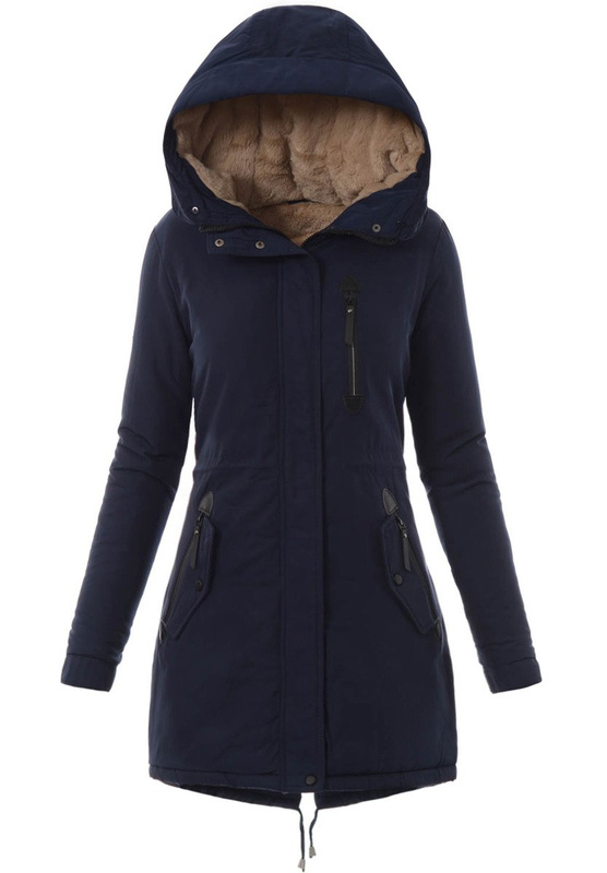 Damska Kurtka Parka Ortalionowa Zimowa Granatowa