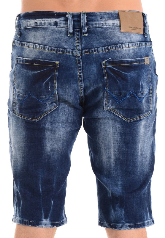 Męskie Spodenki Jeansowe Granatowe