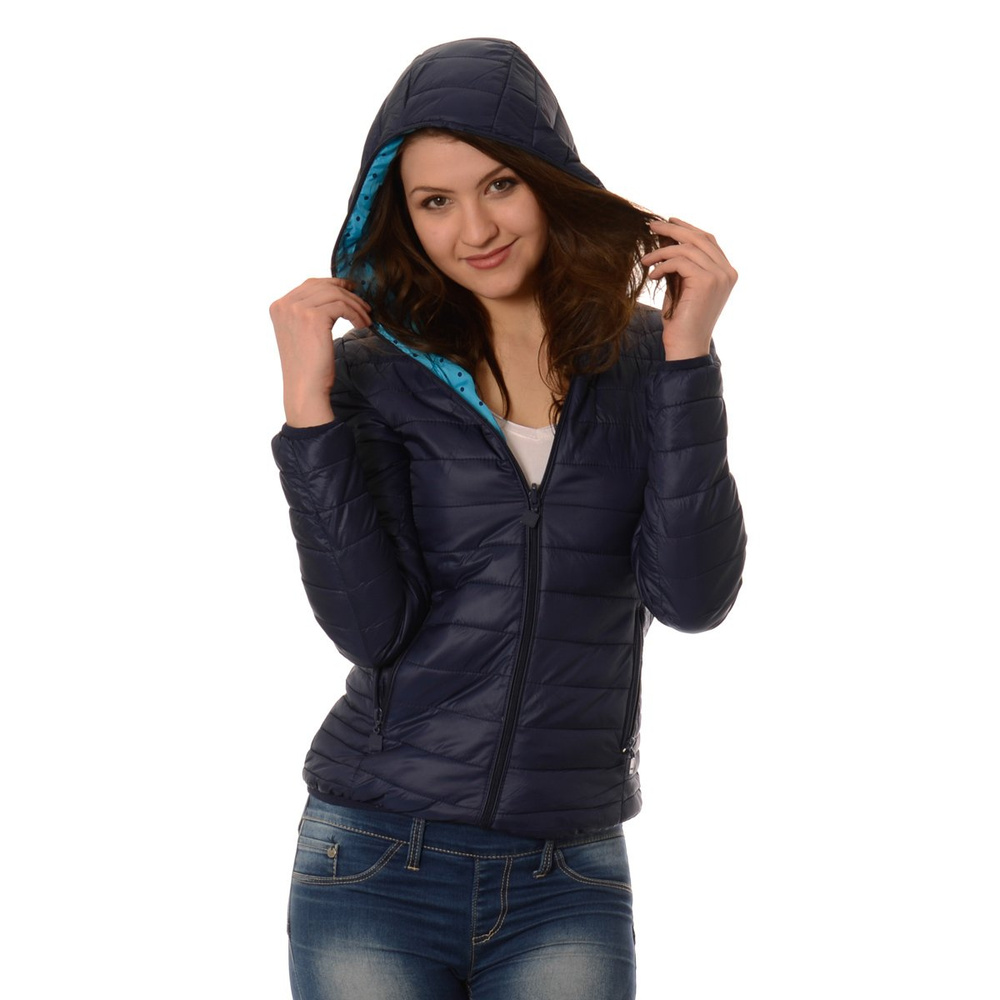 Damska Dwustronna Wiosenna - Jesienna Kurtka Ortalionowa Nadia Granatowo Niebieska