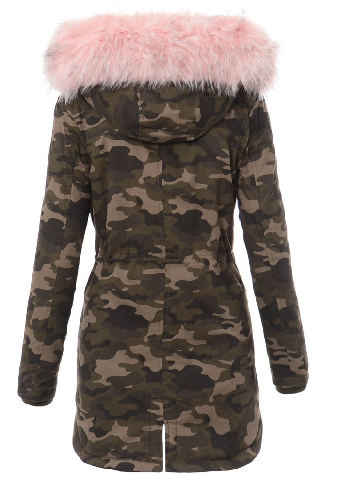 Kurtka Parka Jula Moro Z Różowym Futrem